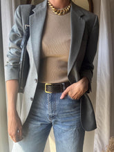 Load image into Gallery viewer, Vintage Halston Oversized Light Grey Wool Blazer Structured Shoulders
