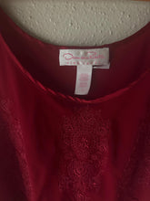 Load image into Gallery viewer, Vintage Oscar de la Renta Red Satin Slip Dress Lace Detail
