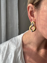 Load image into Gallery viewer, Vintage Two Toned Silver Gold Large Door Knocker Statement Earrings
