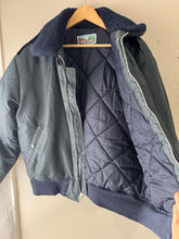 Load image into Gallery viewer, Vintage Timber King Mens Bomber Flight Jacket Navy Blue Faux Fur Collar Zipper Front
