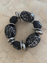 Load image into Gallery viewer, Vintage Black Silver Large Chunky Bead Bracelet
