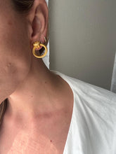 Load image into Gallery viewer, Vintage Gold Tone Rope Knot Statement Door Knocker Earrings
