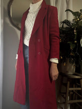 Load image into Gallery viewer, Vintage Red Wool Long Coat Double Breasted Made in USA
