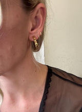 Load image into Gallery viewer, Vintage 80s 90s Gold Lace Hoop Earrings
