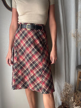 Load image into Gallery viewer, Vintage Beige Red Black Plaid Midi Skirt
