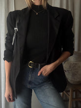 Load image into Gallery viewer, Vintage Classic Black Wool Oversized Boyfriend Blazer
