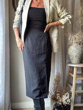 Load image into Gallery viewer, Vintage Deadstock Classic Black Long Maxi Skirt with Front Slit and NWT Lined
