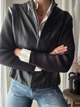 Load image into Gallery viewer, Vintage Black Leather and Knit Jacket

