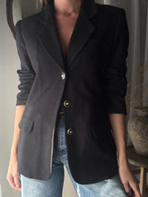 Load image into Gallery viewer, Classic Vintage Wool Oversized Black Blazer Gold Buttons

