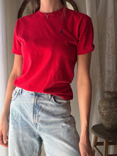 Load image into Gallery viewer, Vintage Ralph Lauren Polo Tee: Cherry Red Cotton, Navy Pony Embroidery
