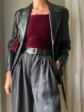 Load image into Gallery viewer, Vintage Upcycled Burgundy Maroon Velvet Square Neck Halter Tie Top Handmade
