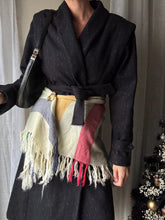 Load image into Gallery viewer, Vintage Cream Red Green Yellow Blue Striped Fringe Neck Scarf
