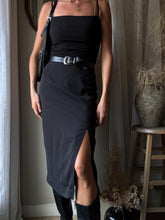 Load image into Gallery viewer, Vintage Deadstock Classic Black Long Maxi Skirt with Front Slit and NWT Lined
