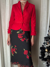 Load image into Gallery viewer, Vintage 90s 2000s  Black Red Floral Flower Maxi Skirt Lined Petite
