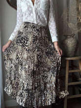 Load image into Gallery viewer, Vintage Beige Brown Abstract Animal Print and Long Pleated Crinkle Skirt
