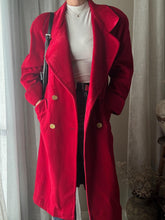 Load image into Gallery viewer, Vintage Pure Wool Bright Red Long Wool Coat Made in USA
