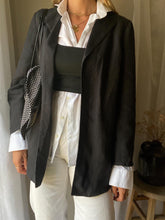 Load image into Gallery viewer, Vintage Black Linen Oversized Blazer

