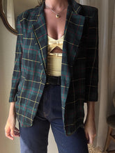 Load image into Gallery viewer, Vintage Forest Green Black Yellow Red Plaid Boyfriend Blazer
