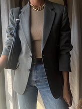 Load image into Gallery viewer, Vintage Halston Oversized Light Grey Wool Blazer Structured Shoulders

