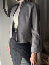 Load image into Gallery viewer, Vintage Black and White Mini Plaid Wool Blend Cropped Lady Jacket
