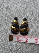 Load image into Gallery viewer, Vintage Gold Rhinestone Swirl Statement Earrings: 90s Bold Style
