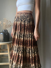 Load image into Gallery viewer, Vintage Abstract Animal Print Pattern Long Rayon Midi Skirt Stretchy Waist Made in USA

