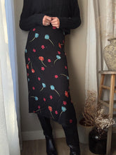 Load image into Gallery viewer, Vintage 90s 2000s  Black Bright Floral Maxi Skirt Lined

