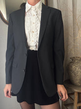 Load image into Gallery viewer, Classic Preloved Black Wool Blend Structured Oversized Boyfriend Blazer
