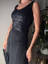 Load image into Gallery viewer, Vintage Black Sequin Tank Top - Party Sparkle
