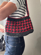 Load image into Gallery viewer, Vintage Black Red Checkered Woven Shoulder Bag Purse
