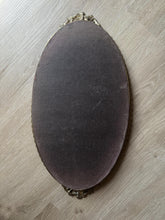 Load image into Gallery viewer, Vintage Gold Metal Oval Mirror Vanity Tray Floral Trim Detail
