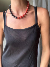 Load image into Gallery viewer, Vintage Large Black Red Chunky Beaded Necklace
