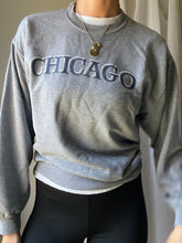 Load image into Gallery viewer, Vintage Grey Sweatshirt with Blue White Chicago Graphic
