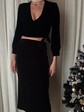Load image into Gallery viewer, Vintage Black Velvet Long Maxi Skirt Made in USA
