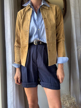 Load image into Gallery viewer, Vintage Deadstock Lightweight Dark Navy Blue Dad Bermuda Pleated Shorts NWT

