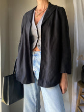 Load image into Gallery viewer, Vintage Black Linen Oversized Blazer
