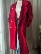 Load image into Gallery viewer, Vintage Pure Wool Bright Red Long Wool Coat Made in USA
