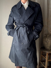 Load image into Gallery viewer, Vintage Oversized Navy Blue Double Breasted Trench Coat
