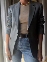 Load image into Gallery viewer, Vintage Halston Oversized Light Grey Wool Blazer Structured Shoulders
