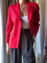 Load image into Gallery viewer, Vintage Wool Structured Fitted Waist Red Long Wool Blazer
