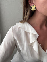 Load image into Gallery viewer, Vintage 90s Gold Black Braided Clover Clip On Statement Earrings
