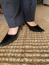 Load image into Gallery viewer, Vintage Classic Black Patent Leather Pointed Square Toe Heels
