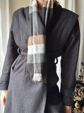 Load image into Gallery viewer, Vintage Black White Grey Brown Plaid Neck Scarf
