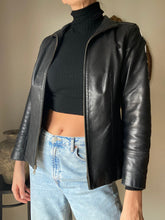 Load image into Gallery viewer, Vintage Leather Black Moto Jacket With Moon Phase Cycle Patches
