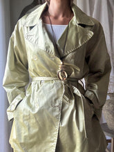 Load image into Gallery viewer, Vintage Gold Satin Short Cotton Trench Coat with Waist Tie
