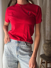 Load image into Gallery viewer, Vintage Ralph Lauren Polo Tee: Cherry Red Cotton, Navy Pony Embroidery
