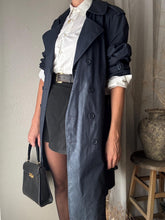Load image into Gallery viewer, Vintage Oversized Navy Blue Double Breasted Trench Coat
