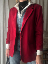 Load image into Gallery viewer, Vintage Pure Wool Dark Red Oversized Blazer Structured Shoulders
