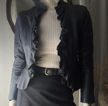 Load image into Gallery viewer, Vintage 90s 2000s Black Soft Ruffle Leather Jacket
