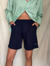 Load image into Gallery viewer, Vintage Cotton Dark Navy Blue Shorts with Green Keep Earth Vintage Embroidered Logo
